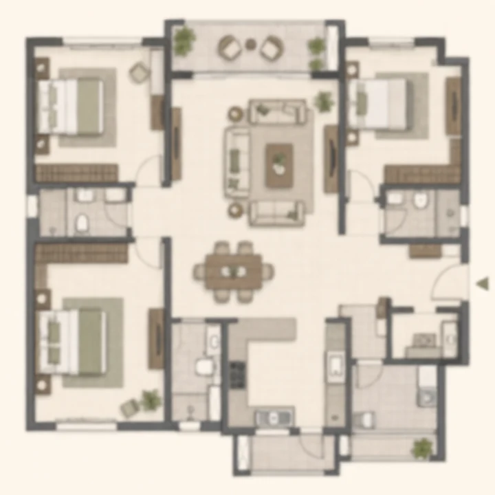Modern Spaaces Sarjapur Road 3 BHK indicative floor plan, 1,553 to 2,200 sq ft on the client brief's tentative and overlapping bands